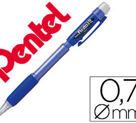 porte-mine-pentel-fiesta-0-7mm-rechargeable-grip-caoutchouc-gomme-avec-capuchon-corps-bleu