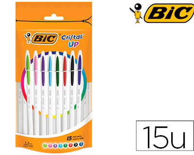 stylo-bille-bic-cristal-up-enc-re-easy-glide-pointe-1-2mm-coloris-fun-classique-doypack-de-15-unitas