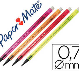 porte-mine-paper-mate-non-stop-naon-0-7mm-corps-plastique-agrafe-gomme-avance-mine-rotation-3-mines-hb-coloris-assortis