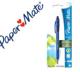 stylo-bille-paper-mate-flexgrip-pointe-moyenne-corps-caoutchout-r-tractable-couleur-bleu-blister