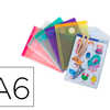 POCHETTE ENVELOPPE TARIFOLD A6 PORTRAIT POLYPROPYLENE TRANSPARENT COLORIS ASSORTIS SACHET 6 UNITAS POCHETTE ENVELOPPE TARIFOLD A6 PORTRAIT POLYPROPYLENE TRANSPARENT COLORIS ASSORTIS SACHET 6 UNITAS