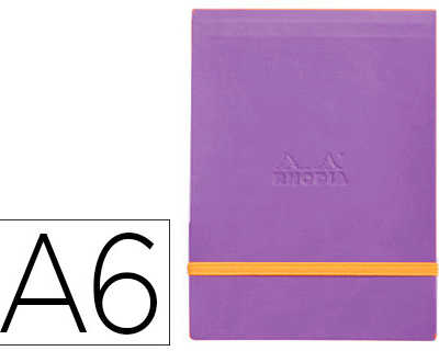 pochette-rhodiarama-webpocket-a6-9x14cm-couverture-simili-cuir-violet-int-rieur-imprim-fermeture-lastique-orange