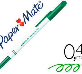 stylo-bille-paper-mate-fine-carbure-et-medium-criture-fine-0-4mm-encre-classique-bille-ind-formable-couleur-verte