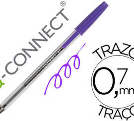 stylo-bille-q-connect-acriture-moyenne-0-5mm-encre-classique-bille-indaformable-capuchon-encre-couleur-violet