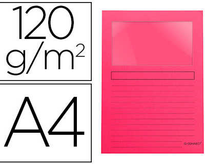 chemise-coin-q-connect-carte-papier-format-a4-120g-fen-tre-cristal-100x180mm-20f-coloris-rose
