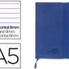 CARNET LIDERPAPEL COUVERTURE SIMILI CUIR ENCOLLÉE A5 14,8X21CM 70G 240 PAGES LIGNÉ FERMETURE ÉLASTIQUE COLORIS BLEU