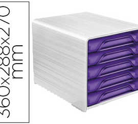 bloc-classement-cep-smoove-de-5-tiroirs-interchangeables-dim-360x288x270mm-coloris-blanc-violet