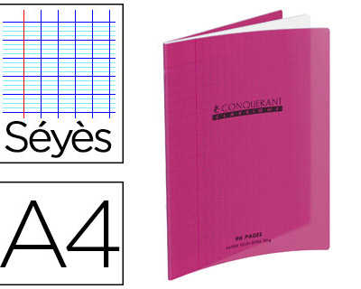 cahier-piqua-conquarant-classi-que-couverture-polypropylene-rigide-transparente-a4-21x29-7cm-96-pages-90g-sayes-rose