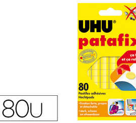 pastille-adhasive-uhu-patafix-fixe-momentanament-dafinitivement-documents-objets-coloris-jaune-sachet-80-unitas