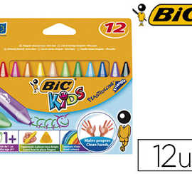 crayon-cire-bic-kids-plastidac-or-triangle-gros-90mm-diametre-12mm-rasistant-non-salissant-atui-carton-12-unitas