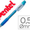 PORTE-MINE PENTEL FIESTA GRIP CAOUTCHOUC CONFORT AGRAFE ET GOMME RECHARGEABLE MINE 0,5MM CORPS COLORIS BLEU