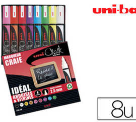 marqueur-uniball-craie-chalk-m-arker-pointe-fine-2-3mm-craie-liquide-couleur-lumineuse-pochette-8-unitas