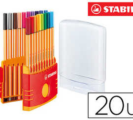 stylo-feutre-stabilo-point-88-acriture-fine-0-4mm-1000m-pointe-gainae-matal-color-parade-atui-chevalet-20-assortis