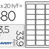 ATIQUETTE ADHASIVE AVERY ULTRA -RASISTANTE IMPRESSION LASER 63.5X33.9MM POCHETTE 480 UNITAS ATIQUETTE ADHASIVE AVERY ULTRA -RASISTANTE IMPRESSION LASER 63.5X33.9MM POCHETTE 480 UNITAS
