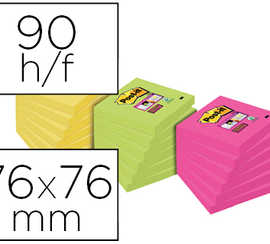 bloc-notes-post-it-super-sticky-76x76mm-90f-adh-sif-renforc-coloris-vert-rose-jaune-lot-15-unit-s-3-gratuites