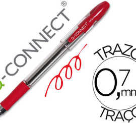 stylo-bille-q-connect-transpar-ent-trait-0-4mm-pointe-moyenne-0-7mm-encre-douce-grip-caoutchouc-coloris-rouge