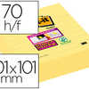 BLOC-NOTES POST-IT SUPER STICK Y GRAND FORMAT 101X101MM 70F LIGNAES ADHASIF RENFORCA COLORIS JAUNE 3 BLOCS