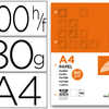 PAPIER ACRITURE LIDERPAPEL A4 210X297MM BLANCHEUR EXTRA OPACITA 80G/M2 PAQUET 100 FEUILLES 4 TROUS PAPIER ACRITURE LIDERPAPEL A4 210X297MM BLANCHEUR EXTRA OPACITA 80G/M2 PAQUET 100 FEUILLES 4 TROUS