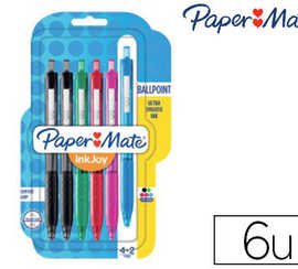 stylo-bille-paper-mate-inkjoy-300-rt-r-tractable-coloris-assortis-blister-6-unit-s