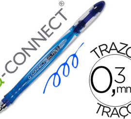stylo-bille-q-connect-acriture-moyenne-0-5mm-corps-translucide-grip-caoutchouc-coloris-bleu
