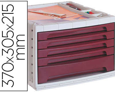 module-q-connect-5-tiroirs-sec-r-taire-superposable-doc-format-inclus-270x320mm-370x305x215mm-bordeaux-opaque