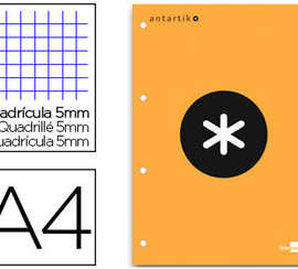 bloc-notes-liderpapel-antartik-100-feuilles-encoll-es-100g-a4-quadrillage-5mm-coloris-orange