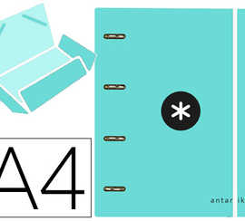 classeur-liderpapel-antartik-4-anneaux-ronds-25mm-a4-carton-rembord-feuillets-mobiles-q5x5-coloris-menthe