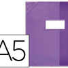 PROTÈGE-CAHIER ELBA STRONG LINE PVC CRISTAL 15/100E RABATS PORTE-ÉTIQUETTE ET ÉTIQUETTE 170X220MM VIOLET TRANSPARENT