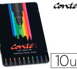 feutre-coloriage-conta-capucho-n-couleur-encre-corps-noir-mat-pointe-fine-bo-te-matal-10-unitas