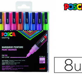 marqueur-posca-pc3m-gouache-en-cre-inodore-toutes-surfaces-pointe-fine-conique-coloris-assortis-matal-atui-8-unitas