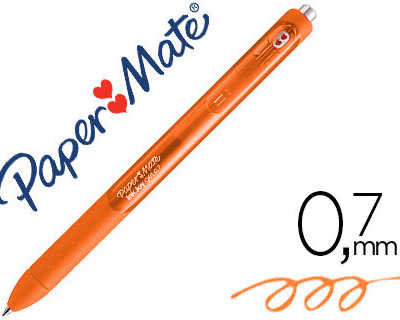 stylo-bille-paper-mate-inkjoy-gel-ratractable-acriture-moyenne-0-7mm-encre-douce-grip-coloris-orange