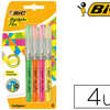 SURLIGNEUR BIC FLEX HIGHLIGHTE R GRIP CAOUTCHOUC POINTE PINCEAU SOUPLE 2 LARGEURS DE TRAIT COLORIS ASSORTIS 4 UNITAS