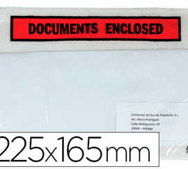 enveloppe-q-connect-porte-docu-ments-transparente-225x165mm-auto-adhasive-texte-anglais-impression-noir-rouge-bo-te-100u