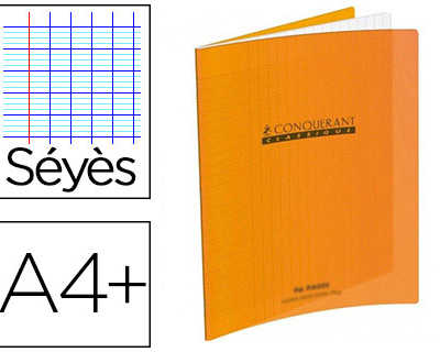 cahier-piqua-conquarant-classi-que-couverture-polypropylene-rigide-transparente-a4-24x32cm-96-pages-90g-sayes-orange