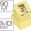 BLOC-NOTES POST-IT RECHARGES Z -NOTES MILLENIUM GRAND FORMAT 101X101MM 90F REPOSITIONNABLES COLORIS JAUNE LIGNA 5 BLOCS