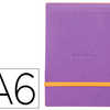 POCHETTE RHODIARAMA WEBPOCKET A6 9X14CM COUVERTURE SIMILI CUIR VIOLET INTÉRIEUR IMPRIMÉ FERMETURE ÉLASTIQUE ORANGE