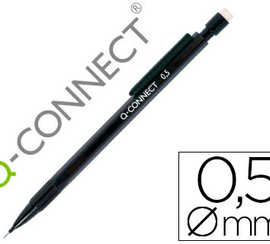 porte-mine-q-connect-0-5mm-cor-ps-plastique-noir-embout-gomme-3-mines-hb-agrafe-noire
