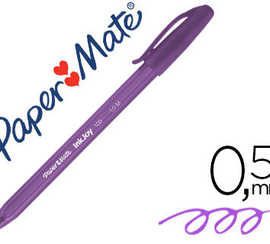 stylo-bille-paper-mate-inkjoy-100-acriture-moyenne-0-5mm-ultra-douce-corps-triangulaire-rasiste-bavures-coloris-violet