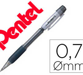 porte-mine-pentel-fiesta-grip-caoutchouc-confort-agrafe-et-gomme-rechargeable-mine-0-7mm-corps-coloris-noir