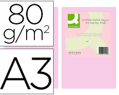 papier-couleur-q-connect-multi-fonction-a3-80g-m2-unicolore-rose-ramette-500-feuilles