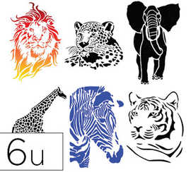 pochoir-culture-club-animaux-p-lastique-lavable-a4-zebre-panthere-lion-alaphant-girafe-tigre-lot-6-unitas