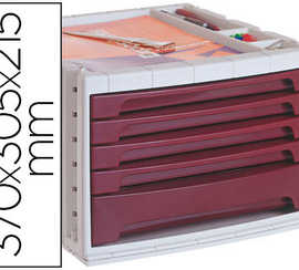 module-q-connect-5-tiroirs-sec-r-taire-superposable-doc-format-inclus-270x320mm-370x305x215mm-bordeaux-opaque