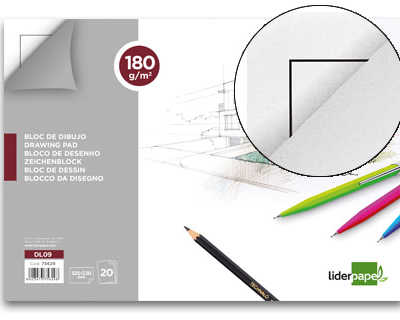 bloc-liderpapel-papier-dessin-lin-aire-avec-encadrement-180g-m2-format-a4-230x325mm-20f