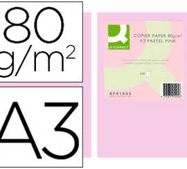 papier-couleur-q-connect-multi-fonction-a3-80g-m2-unicolore-rose-ramette-500-feuilles