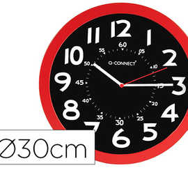 horloge-q-connect-murale-plast-ique-design-moderne-couleur-vive-1-pile-aa-non-fournie-diametre-30cm-rouge