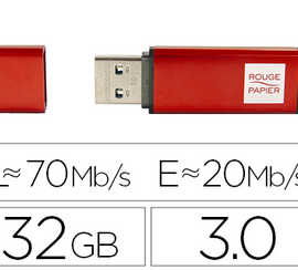 cle-usb-rouge-papier-3-0-32gb-lecture-70mb-s-ecriture-20mb-sflash-coloris-rouge