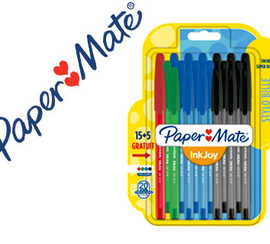 stylo-bille-paper-mate-inkjoy-100-cap-coloris-assortis-blister-20-unit-s