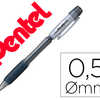 PORTE-MINE PENTEL FIESTA GRIP CAOUTCHOUC CONFORT AGRAFE ET GOMME RECHARGEABLE MINE 0,5MM CORPS COLORIS NOIR