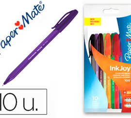 stylo-bille-paper-mate-inkjoy-100-cap-encre-sp-cifique-ulv-criture-lumineuse-corps-transparent-couleurs-assorties-10u