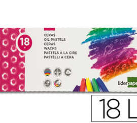 crayon-cire-liderpapel-75mm-di-ametre-12mm-papier-carton-tissu-coloris-brillants-bo-te-18-unitas